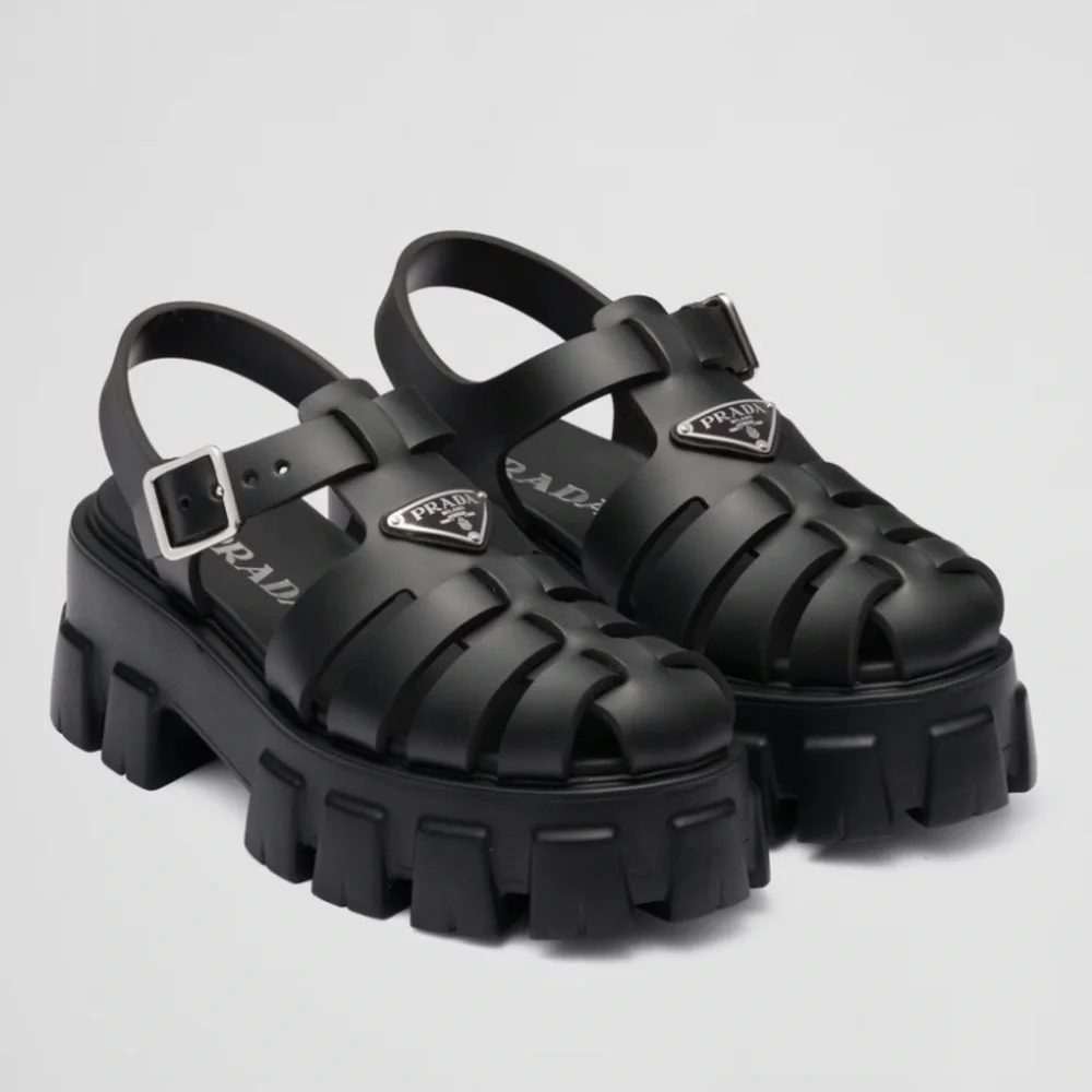 Prada Rubber Monolith Sandals - Picture 1 of 8